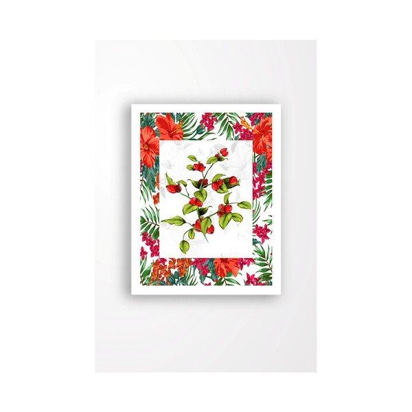 Quadro murale su tela con cornice bianca Rose Hips Red, 29 x 24 cm - Tablo Center