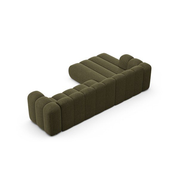 Divano angolare verde (con penisola a sinistra/con chaise lounge) con rivestimento in ciniglia Lupine – Micadoni -image-3