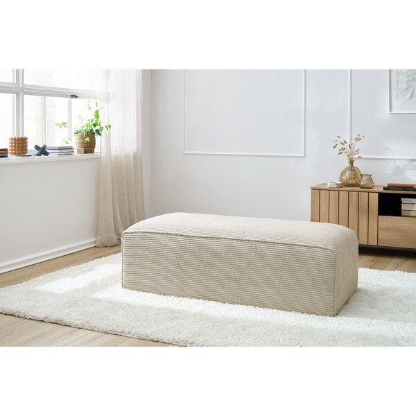 Poggiapiedi componibile beige con rivestimento in velluto a coste Megeve – Bobochic Paris-image-1