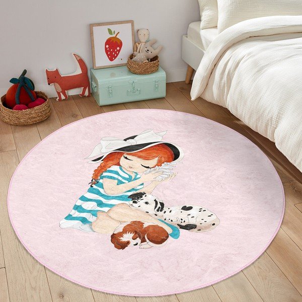 Tappeto rosa per bambini ø 100 cm Comfort - Mila Home-image-3