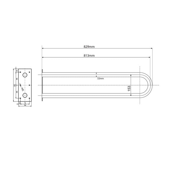 Maniglia a muro in acciaio inox per bagno 83 cm Handicap U - Sapho-image-1