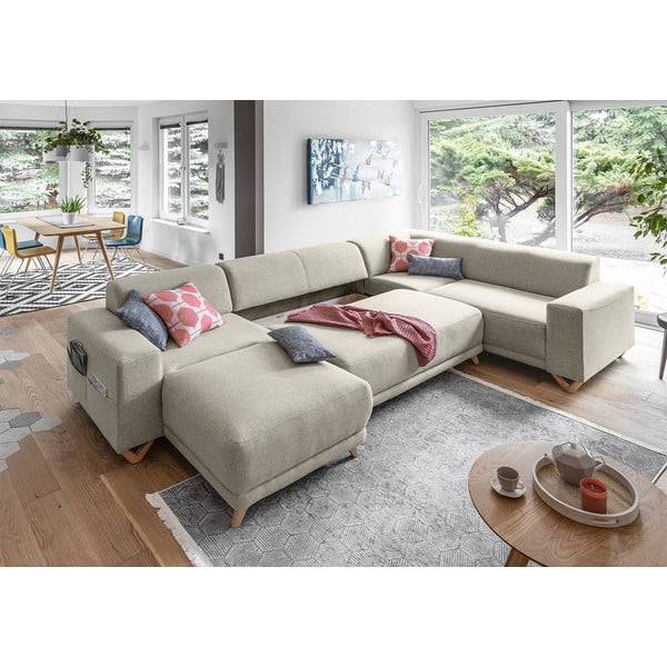 Divano angolare beige allungabile e con contenitore (penisola a destra/a U) Classy Sophie – Miuform-image-4