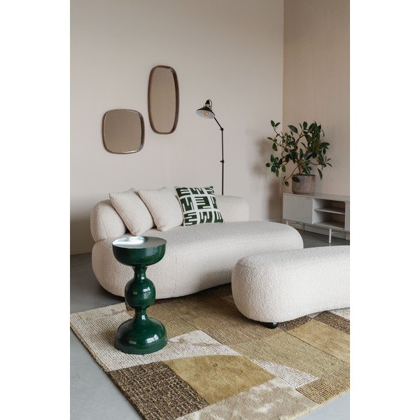 Panchina color crema in imbottito con rivestimento in bouclé Noxx – White Label-image-1