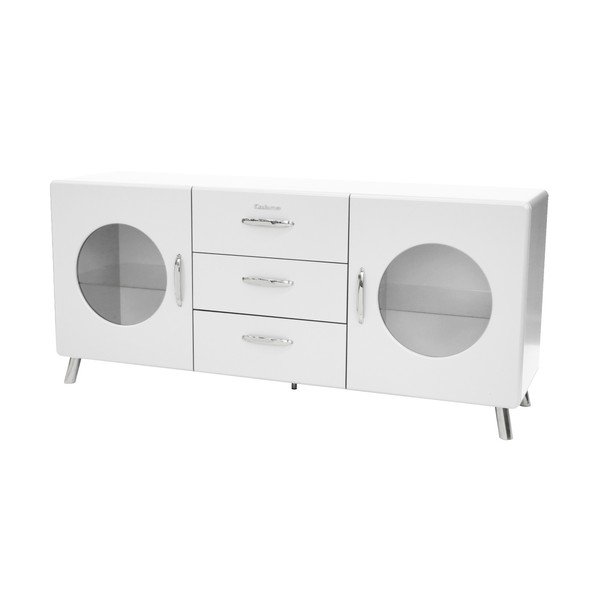 Cassettiera bianca con fori in vetro Cobra, larghezza 163 cm - Tenzo-image-2