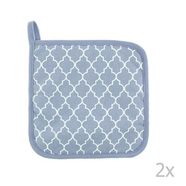 Set di 2 presine in cotone azzurro Arabesk Geo - Tiseco Home Studio-image-1