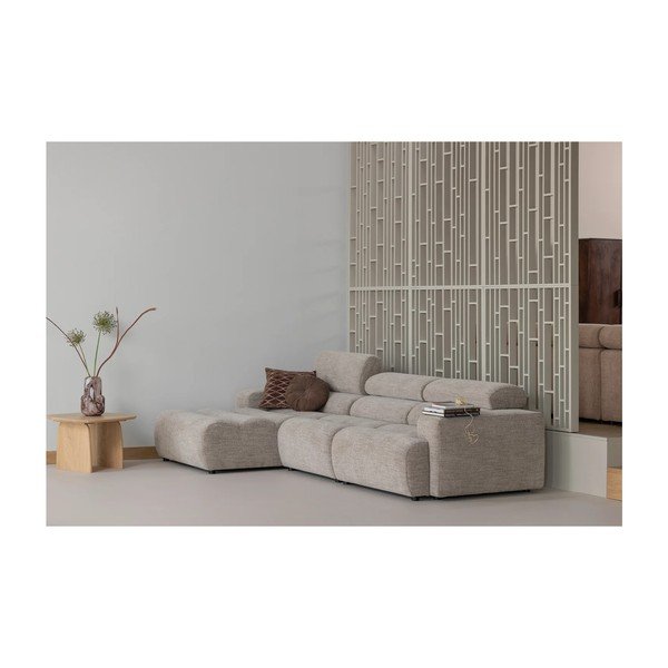Divano angolare beige reclinabile (con penisola a destra/con chaise lounge) Novi – WOOOD-image-1