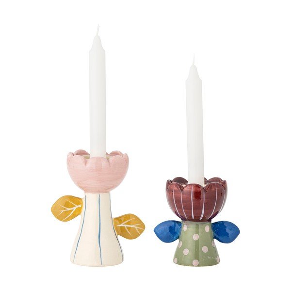 Portacandele in set in gres per lumino 2 pz Florita – Bloomingville-image-4