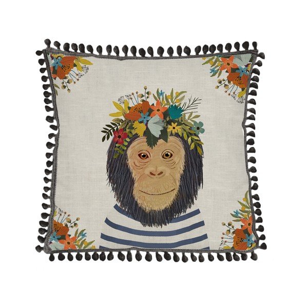 Cuscino in lino, 45 x 45 cm Floral Monkey - Really Nice Things