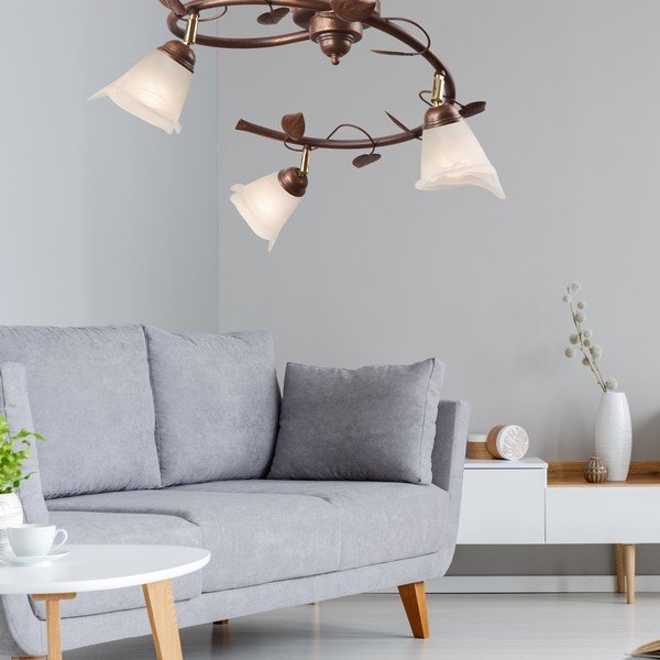 Lampada da soffitto marrone scuro con paralume in vetro ø 13 cm Bluszcz - LAMKUR-image-3