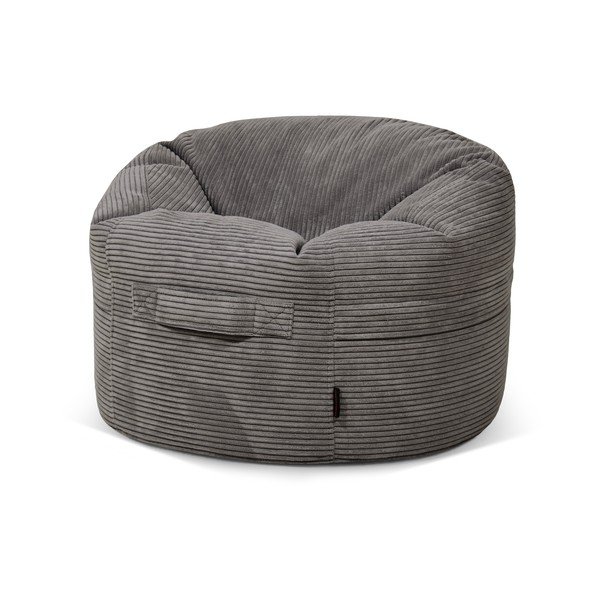 Pouf a sacco per bambini grigio scuro con rivestimento in velluto a coste Roll 80 – SLOWDOWN