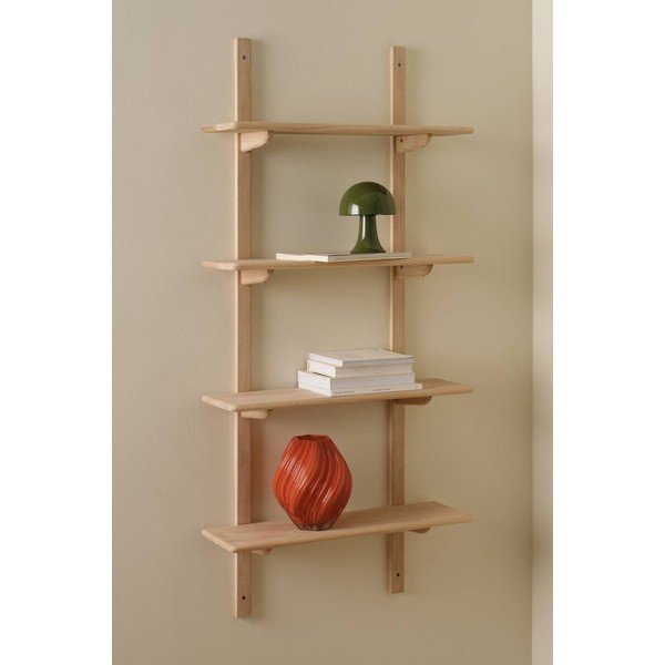 Mensola colore naturale chiaro in rovere massiccio con ripiani multipli 70 cm Albin – Ellos Home-image-1