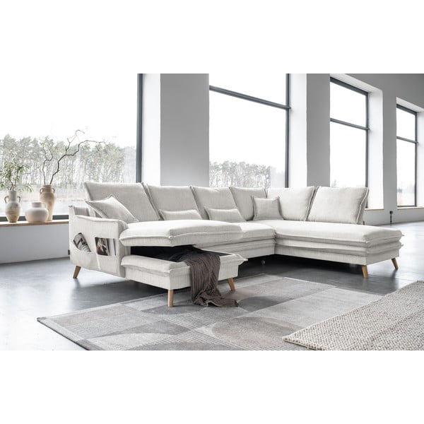 Divano letto angolare beige (angolo destro/"U") Charming Charlie - Miuform-image-4
