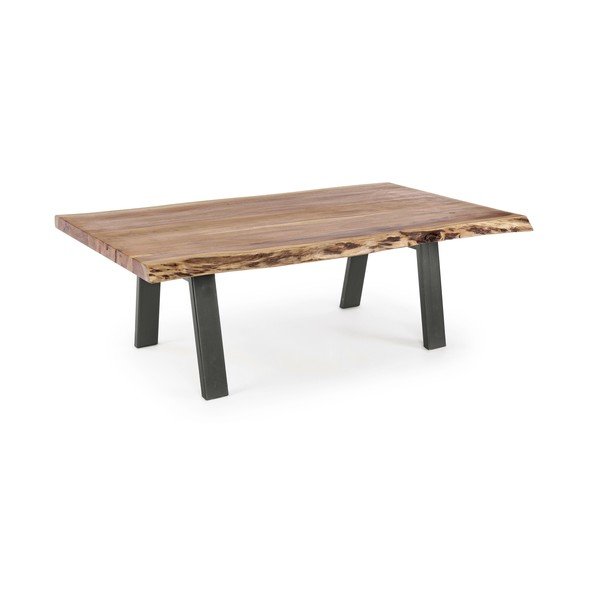 Tavolino da salotto nero/di colore naturale con piano in acacia 65x115 cm Aron – Bizzotto-image-2