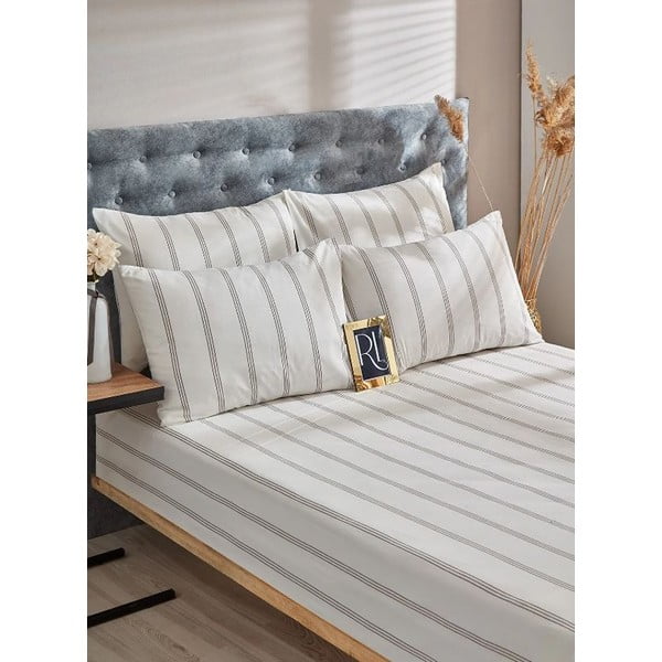 Biancheria da letto matrimoniale in cotone crema 200x220 cm - Mila Home-image-1