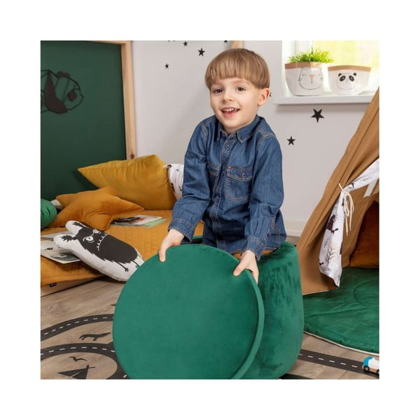 Pouf per bambini in velluto nero Posh Velvet - Yellow Tipi-image-2