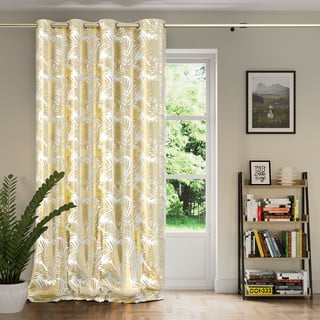 Tenda parzialmente oscurante bianca/dorata in velluto 140x245 cm Golden Leaves – Restilo