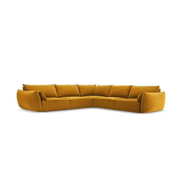 Divano angolare color senape con rivestimento in velluto Vanda – Mazzini Sofas-image-2