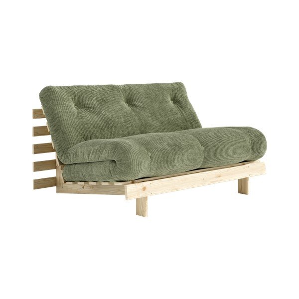 Divano verde allungabile con rivestimento in velluto a coste 140 cm Roots – Karup