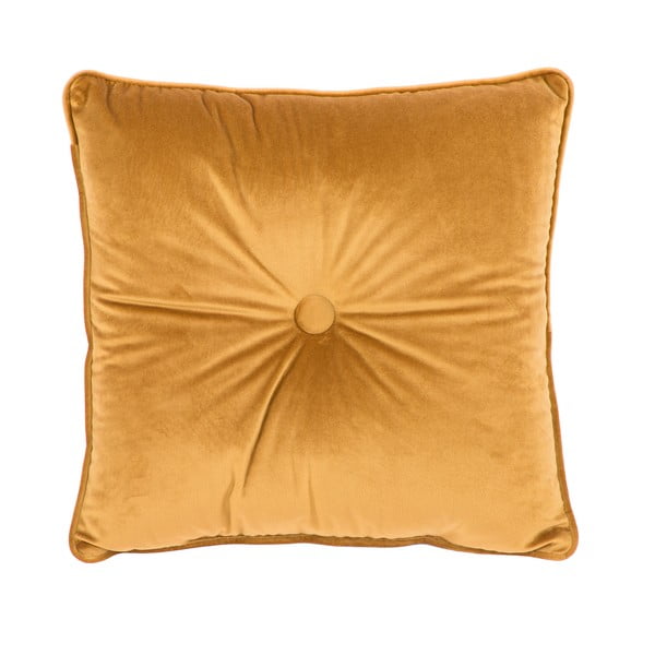 Cuscino giallo scuro Velvet Button, 45 x 45 cm - Tiseco Home Studio