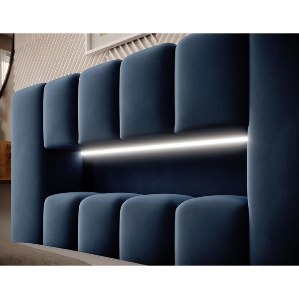 Letto singolo imbottito blu scuro con contenitore con rete inclusa 90x200 cm Lamica – ELTAP-image-4