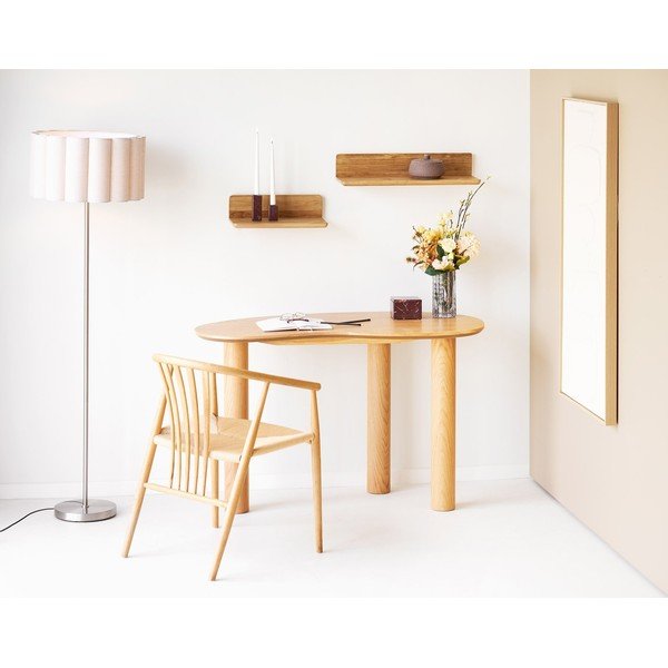 Lampada da terra beige/argentata in lino (altezza totale 150 cm) Wattom – House Nordic-image-1