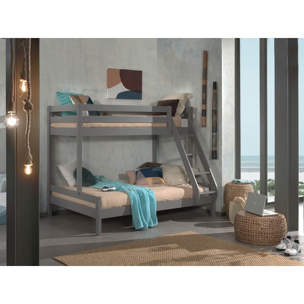 Letto a castello grigio per bambini 140x200/90x200 cm Pino - Vipack-image-1
