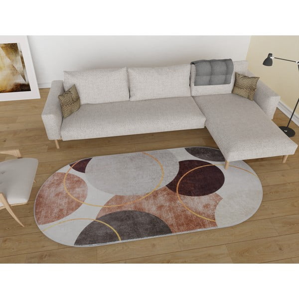 Tappeto lavabile marrone e crema 80x120 cm Oval - Vitaus-image-1