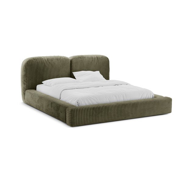 Letto matrimoniale imbottito verde con contenitore con rete inclusa 200x200 cm Martina – Micadoni 