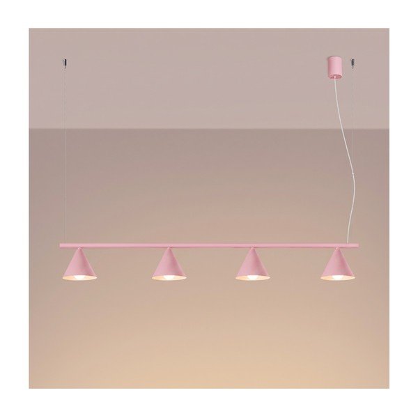 Lampadario rosa in acciaio Zylo – Sollux-image-3