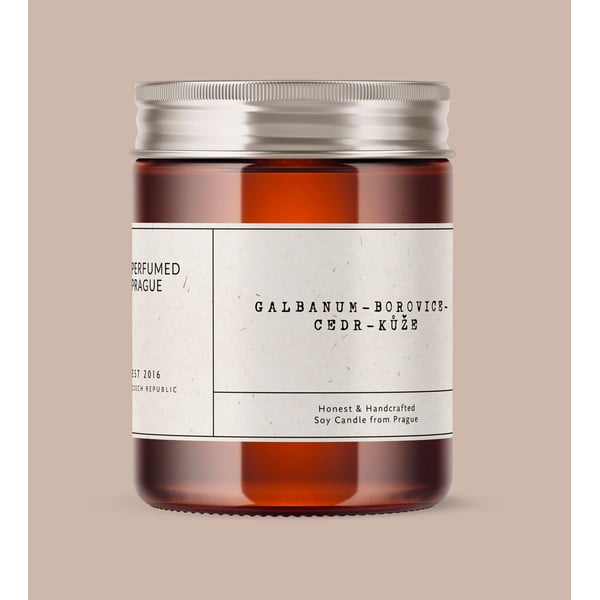 Candela in cera di soia profumata tempo di combustione 40 h #21 Galbanum, Pine, Leather – Perfumed Prague-image-1