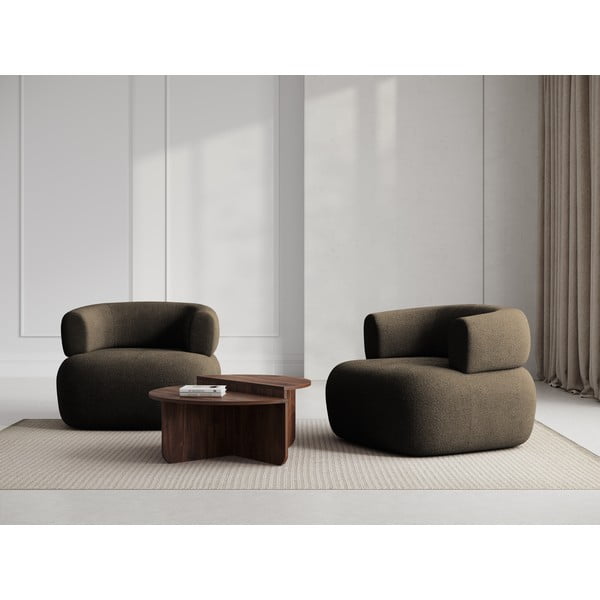 Poltrona marrone in tessuto bouclé Jenny - Micadoni Home-image-3