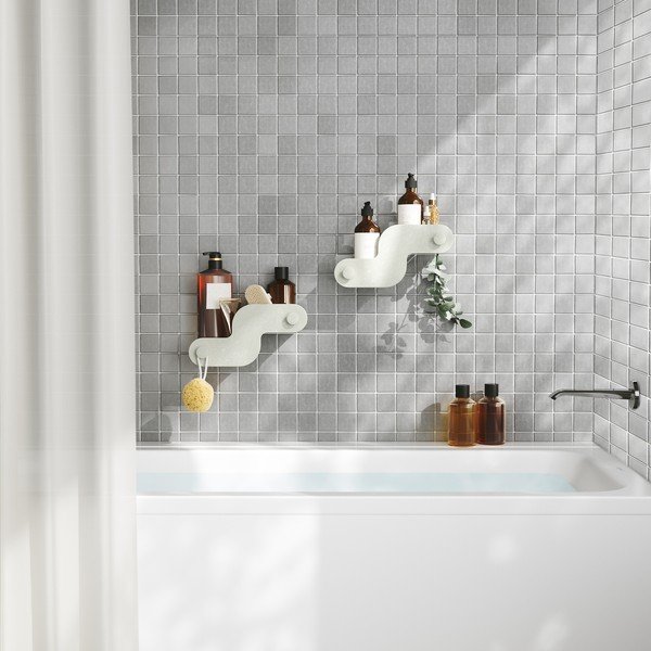 Mensole da bagno senza foratura beige in plastica 2 pz Nami – Umbra-image-2