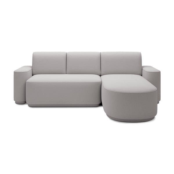 Divano angolare grigio chiaro allungabile/con contenitore (con penisola a destra/con chaise lounge) e rivestimento in ciniglia Aurumm – ELTAP