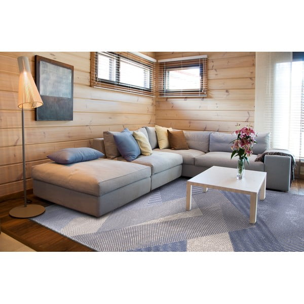 Tappeto in lana azzurro 160x240 cm Mesh - Agnella-image-1