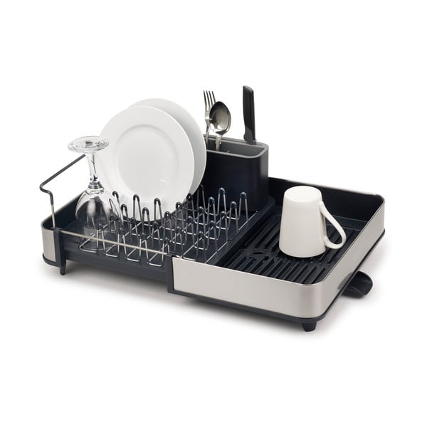 Set di scolapiatti e dispenser di sapone nero/argentato in plastica 36x32 cm Rethink Your Sink – Joseph Joseph-image-4