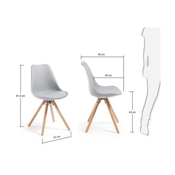 Sada 4 šedých jídelních židlí La Forma Lars-image-4