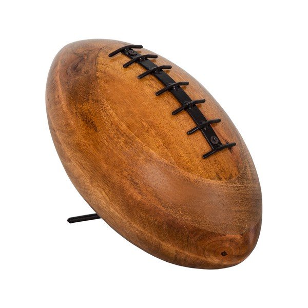 Decorazione in legno di mango a forma di palla da rugby Rugby, 28 x 24 cm - Antic Line