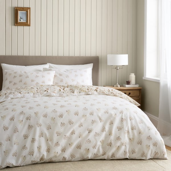 Set copripiumino e federa bianco e beige per letto singolo 135x200 cm Isadora Floral – Catherine Lansfield-image-2