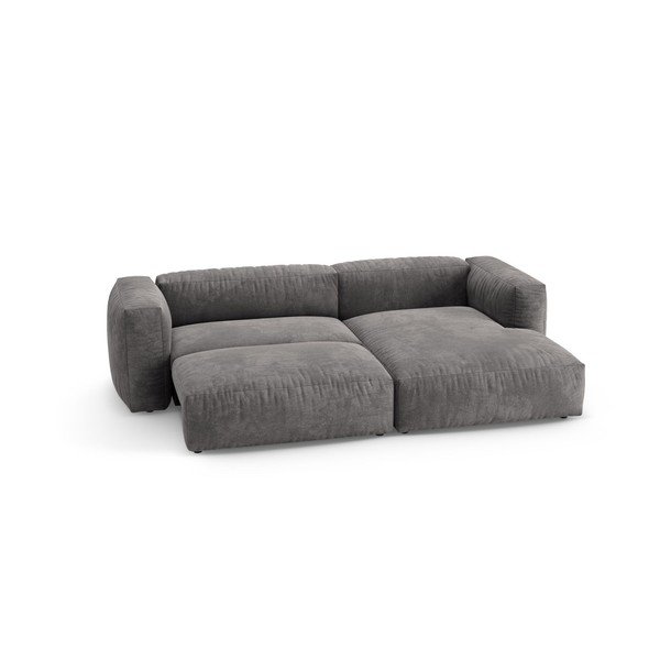 Divano angolare componibile grigio allungabile (con penisola a destra/con chaise lounge) con rivestimento in velluto – Micadoni -image-3