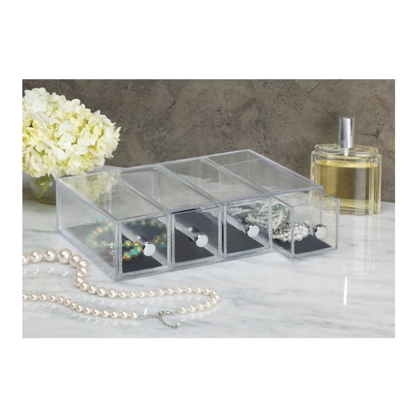 Organizer trasparente a 4 cassetti Clarity, altezza 25,5 cm - iDesign-image-1