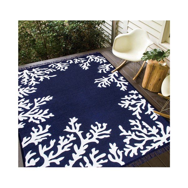 Tappeto bifacciale blu e bianco Coral, 160 x 250 cm - Cihan Bilisim Tekstil-image-1