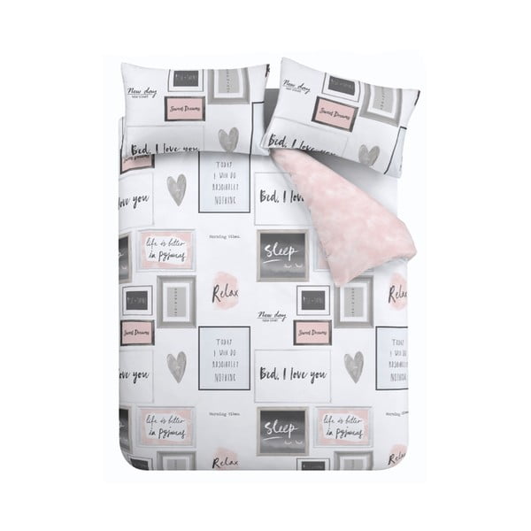 Set copripiumino e federa bianco e rosa per letto matrimoniale e per letto esteso 230x220 cm Sleep Dreams – Catherine Lansfield