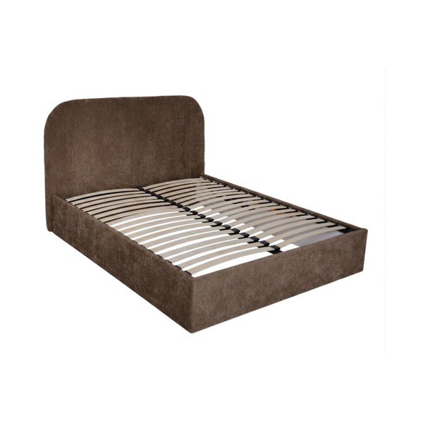 Letto matrimoniale imbottito marrone con contenitore con rete inclusa 160x200 cm Sidney – Bobochic Paris