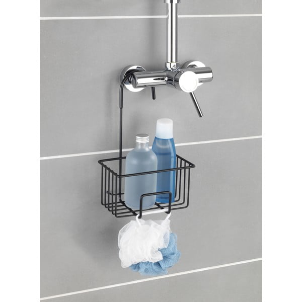 Mensola da bagno da appendere nera in acciaio inox Milito – Wenko-image-1