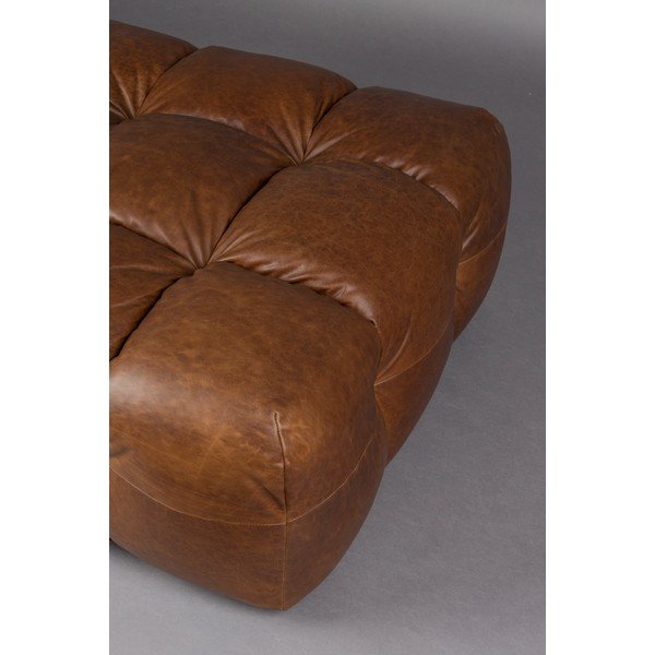 Poggiapiedi componibile marrone con rivestimento in pelle Hackman – Dutchbone-image-3