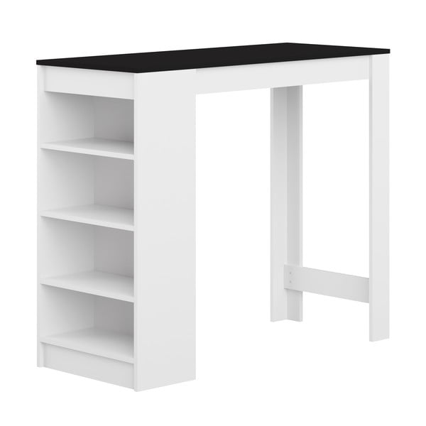 Tavolo bar bianco con piano nero 115x50 cm Aravis - TemaHome
