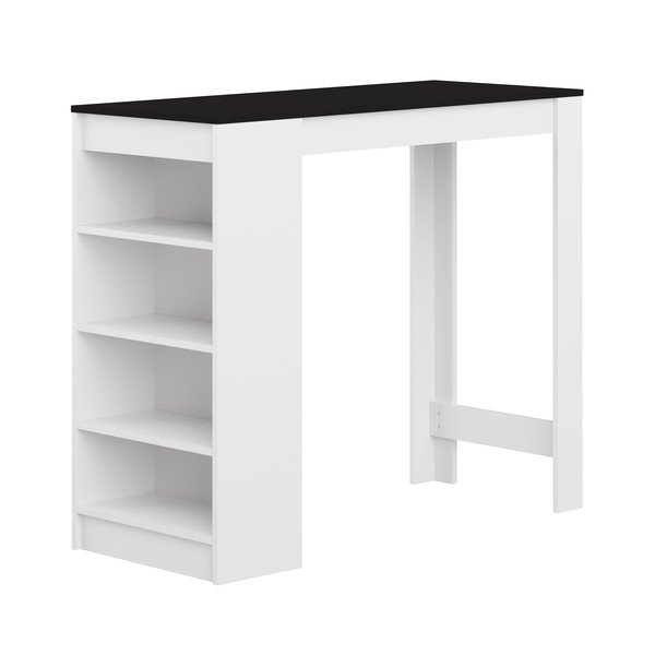 Tavolo bar bianco con piano nero 115x50 cm Aravis - TemaHome