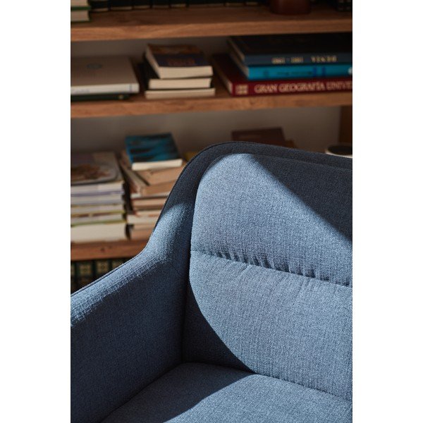 Sedia da pranzo blu imbottita con braccioli Sadira – Teulat-image-4