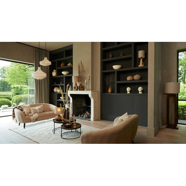 Lampadario color crema con paralume in tessuto ø 60 cm Viggo - Light & Living-image-1