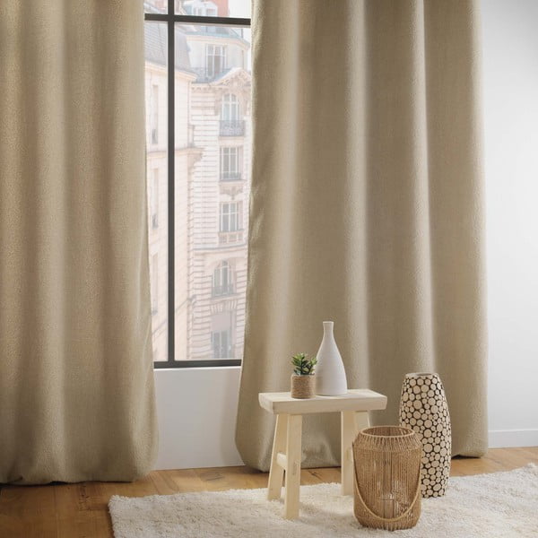 Tenda bouclé beige 140x240 cm Wooly - douceur d'intérieur-image-2